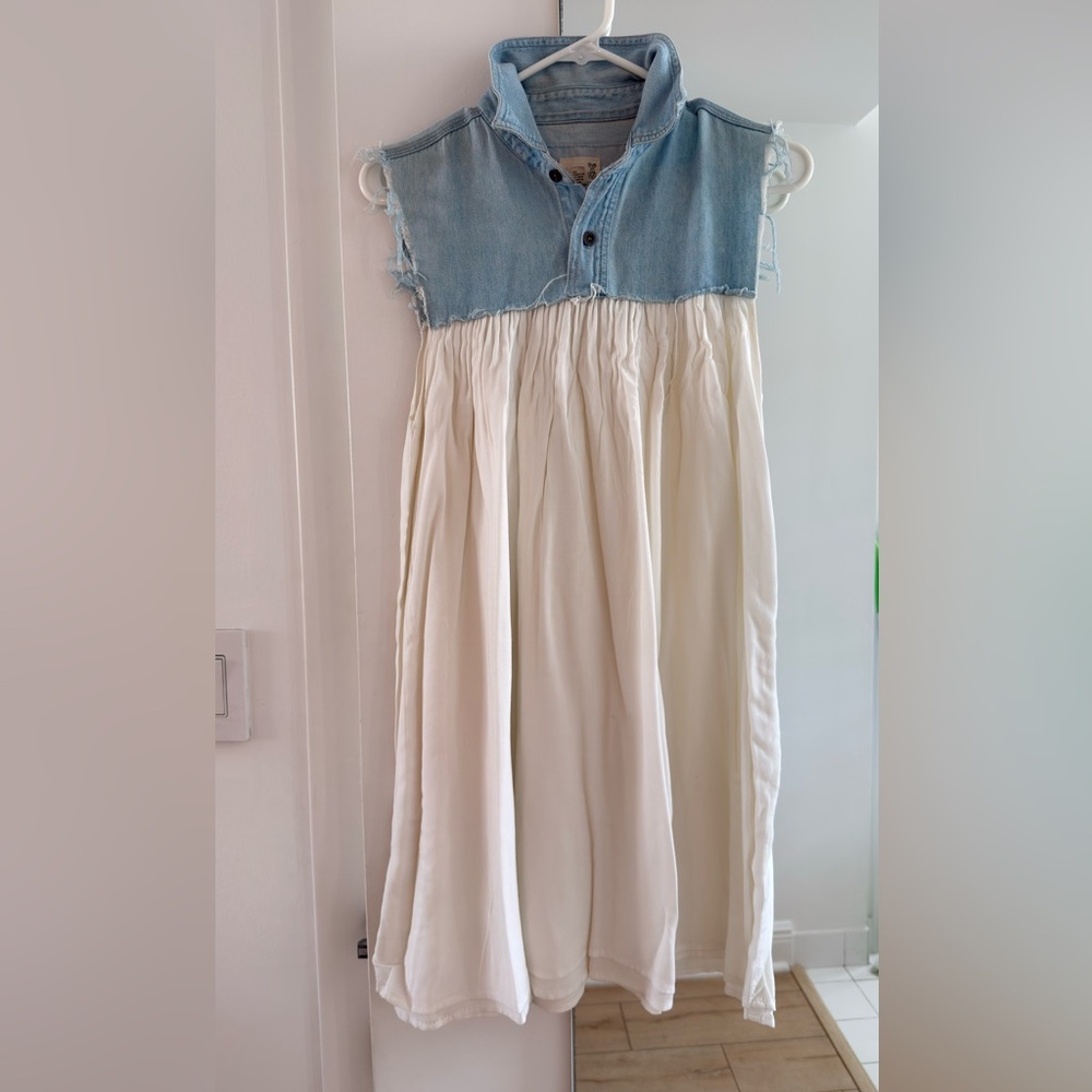 Denim and off white babydoll Dress